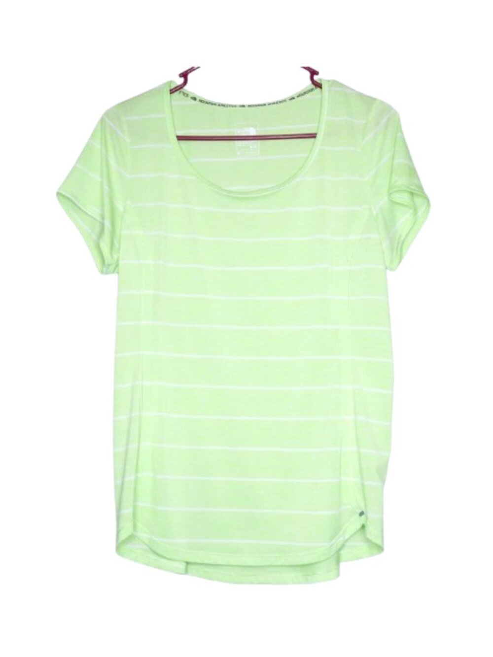 The North Face Flash Dry Green White Striped Short Sleeve T-Shirt - M